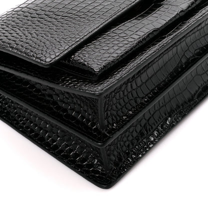 Saint Laurent Calfskin Crocodile Embossed Large Monogram Sunset Black 11 of 13