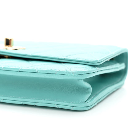 Chanel Lambskin Quilted Trendy CC Wallet On Chain WOC Turquoise 11 of 12