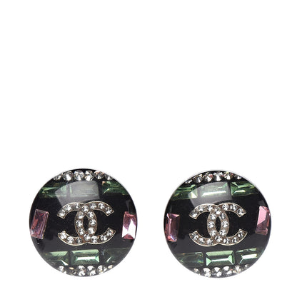 Chanel Resin Crystal CC Earrings Black Multicolor 1 of 5