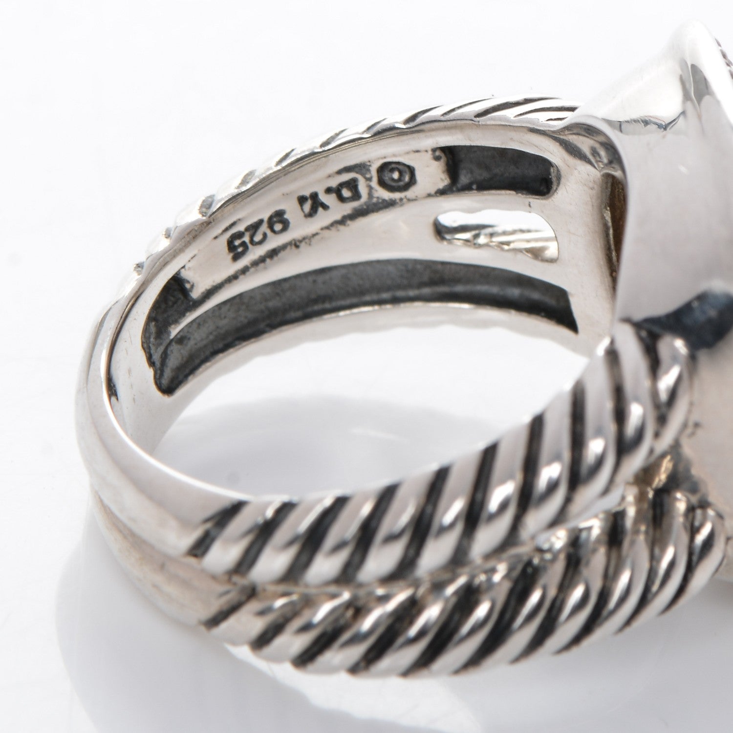 David Yurman Sterling Silver Diamond Prasiolite 11mm Albion Ring 50 5.5 4 of 5