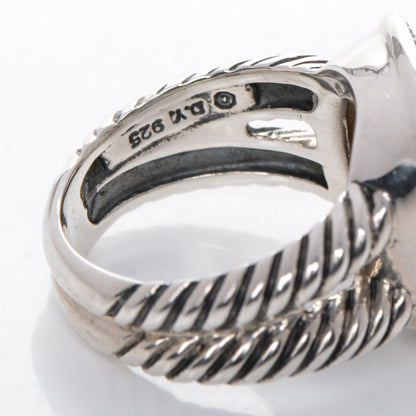 David Yurman Sterling Silver Diamond Prasiolite 11mm Albion Ring 50 5.5 4 of 5