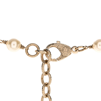 Chanel Crystal Baguette Pearl CC Cross Necklace Gold 4 of 4