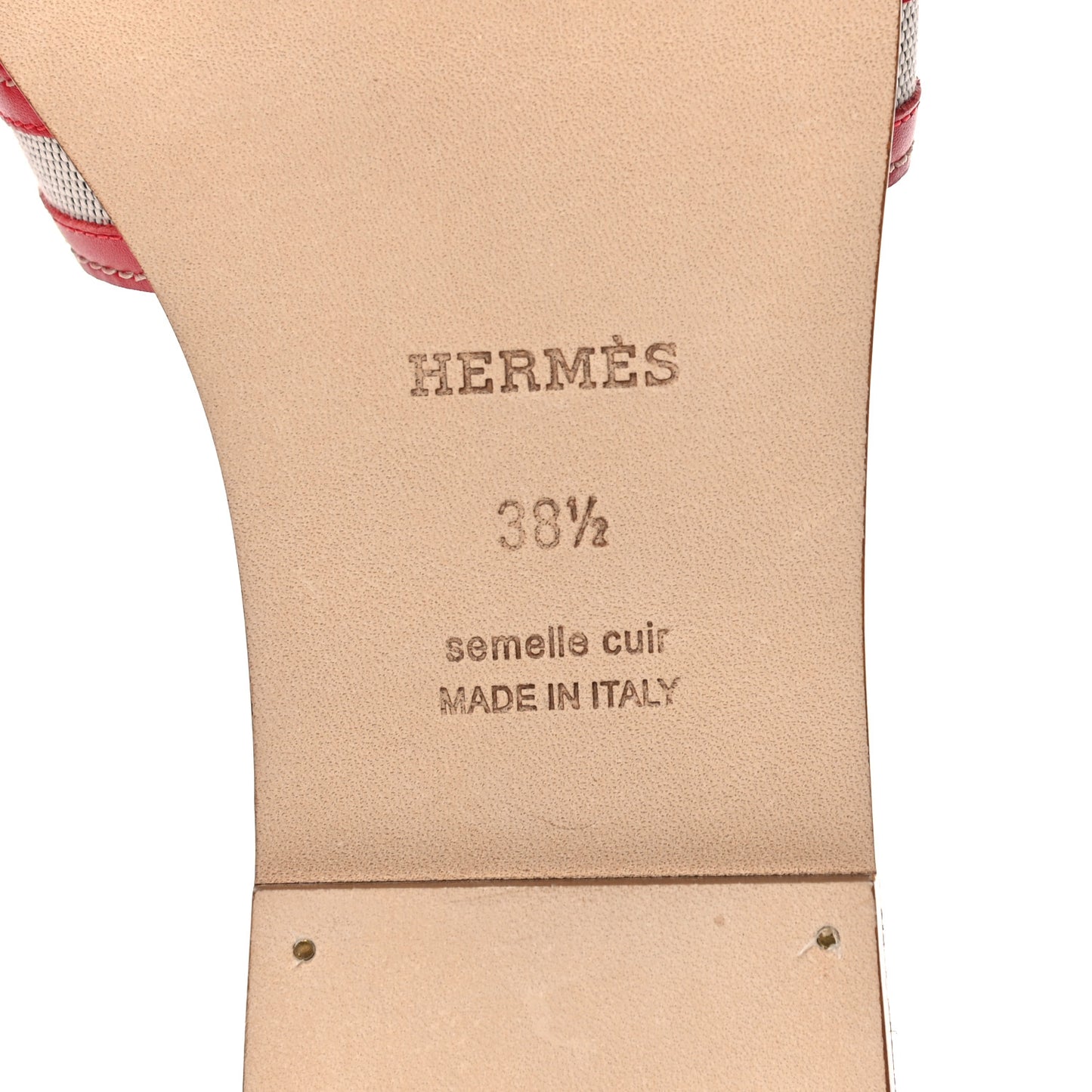 Canvas Calfskin Oran Sandals 38.5 Prunoir Rouge A Levre
