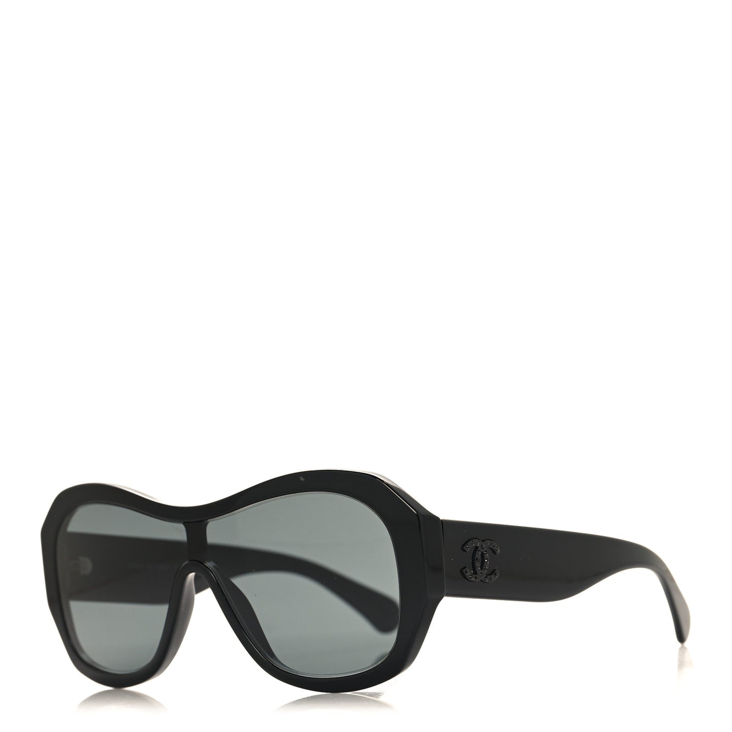 Acetate Crystal CC Shield Sunglasses 5497-B Black