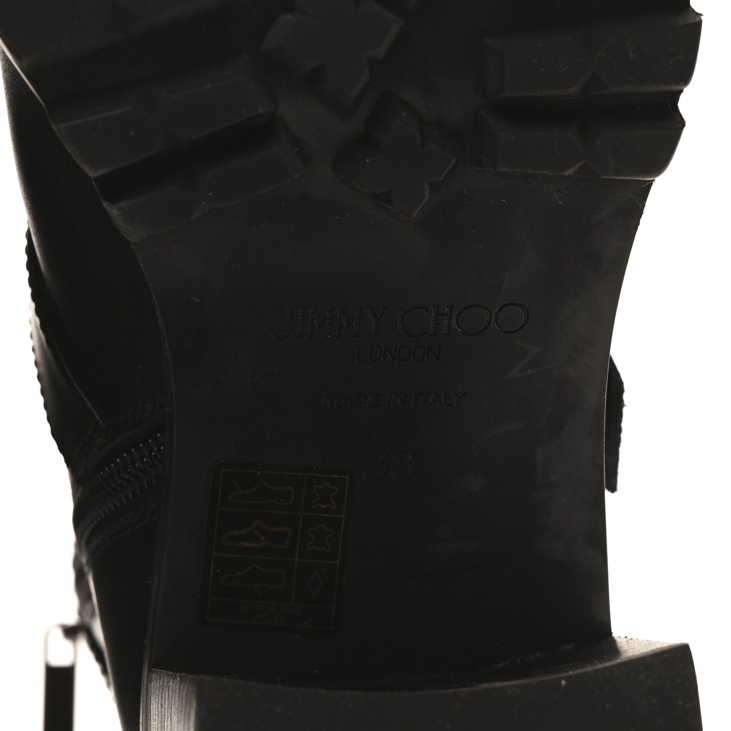 Calfskin Crystal Buckle Hank Boots 38 Black