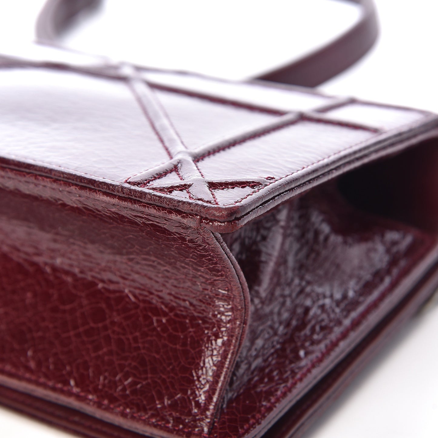 Crackled Deerskin Small Diorama Flap Bag Burgundy