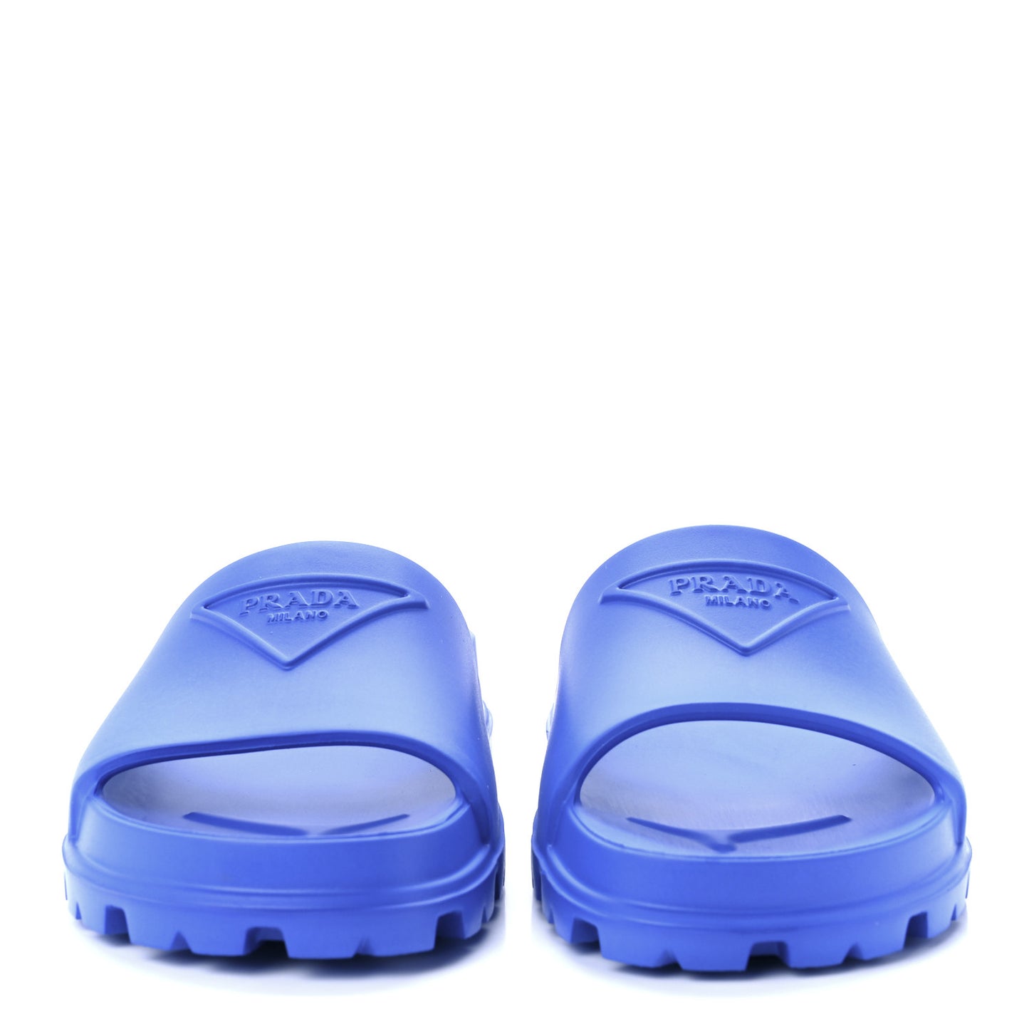 EVA Rubber Triangle Logo Embossed Womens Lug Sole 20mm Slide Sandals 37 Azzurro
