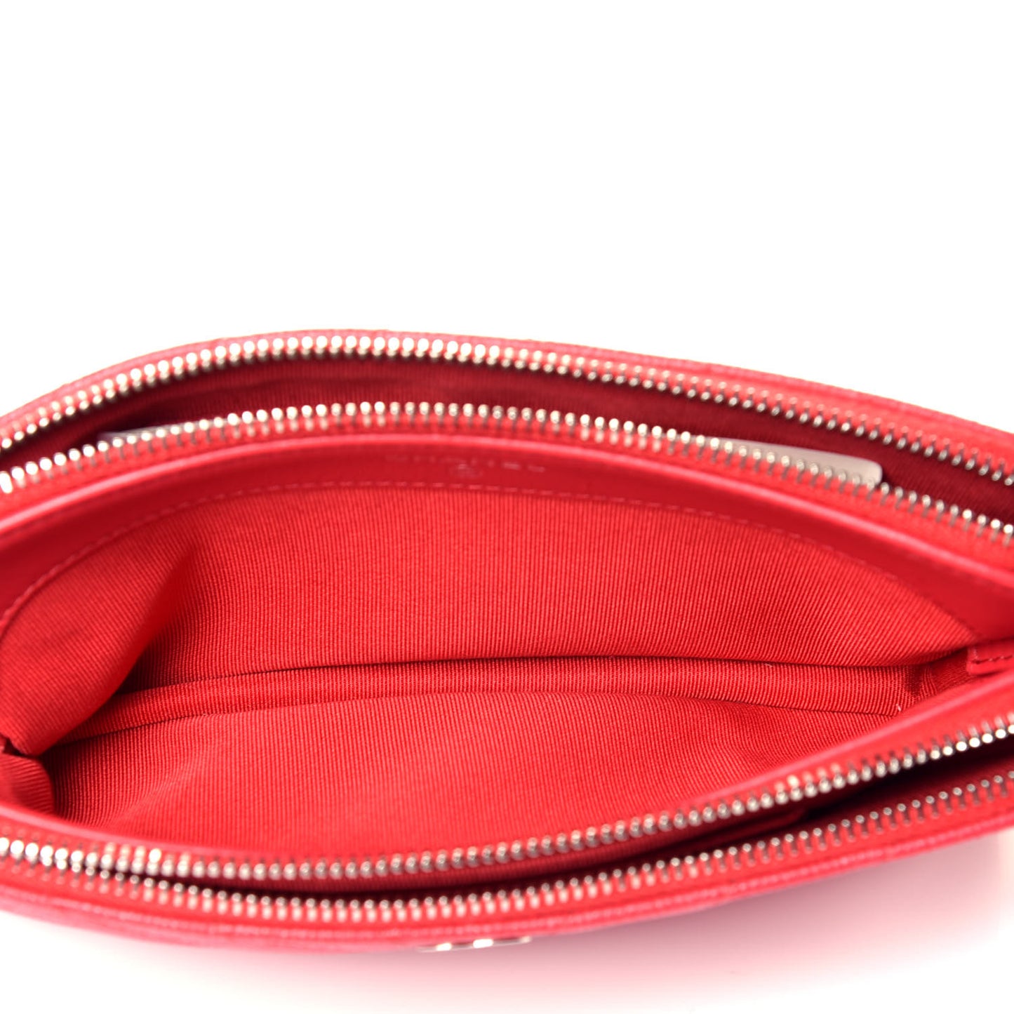 Caviar Chevron Quilted Small Clutch With Chain Light Red