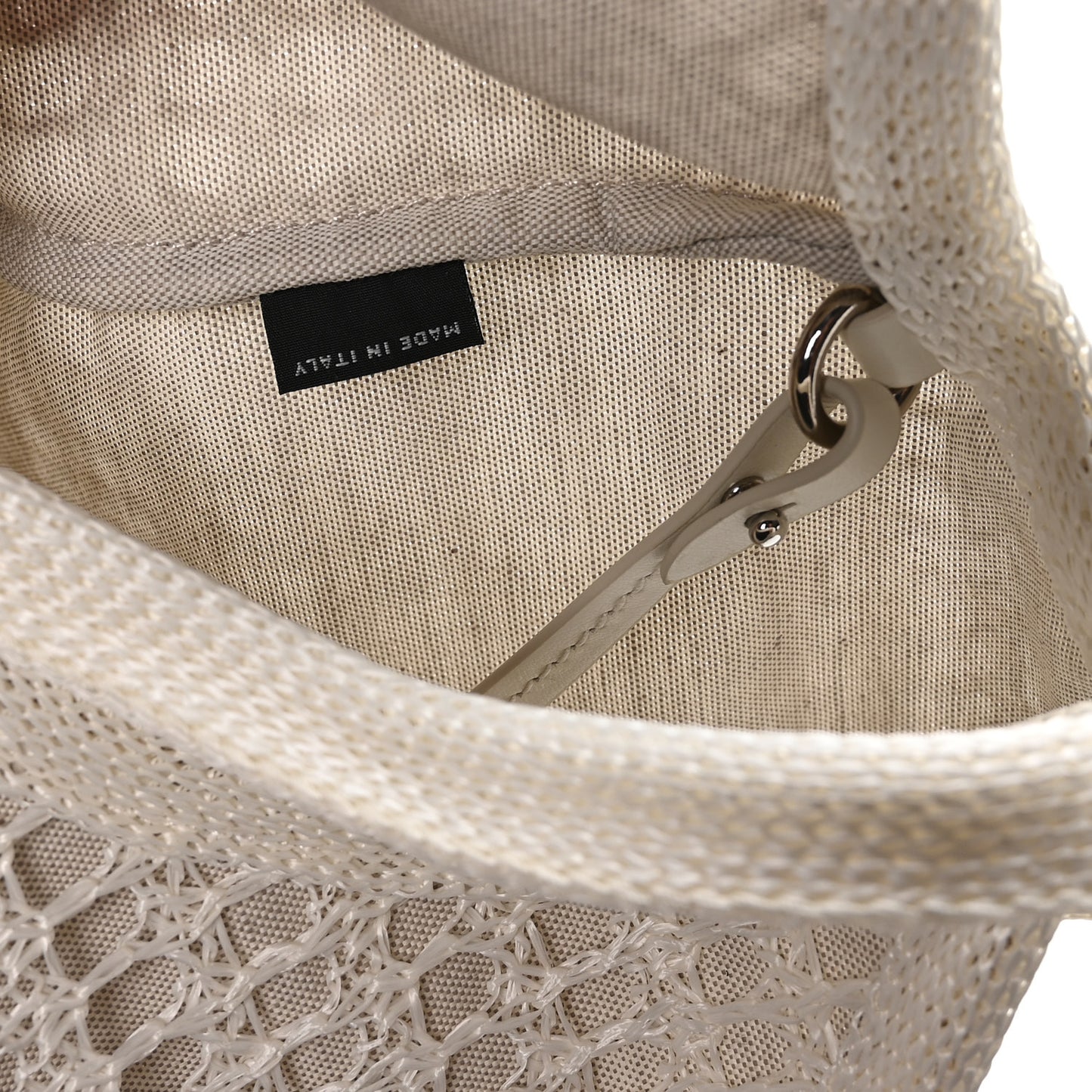 Raffia Effect Linen Logo Ivy Bag White