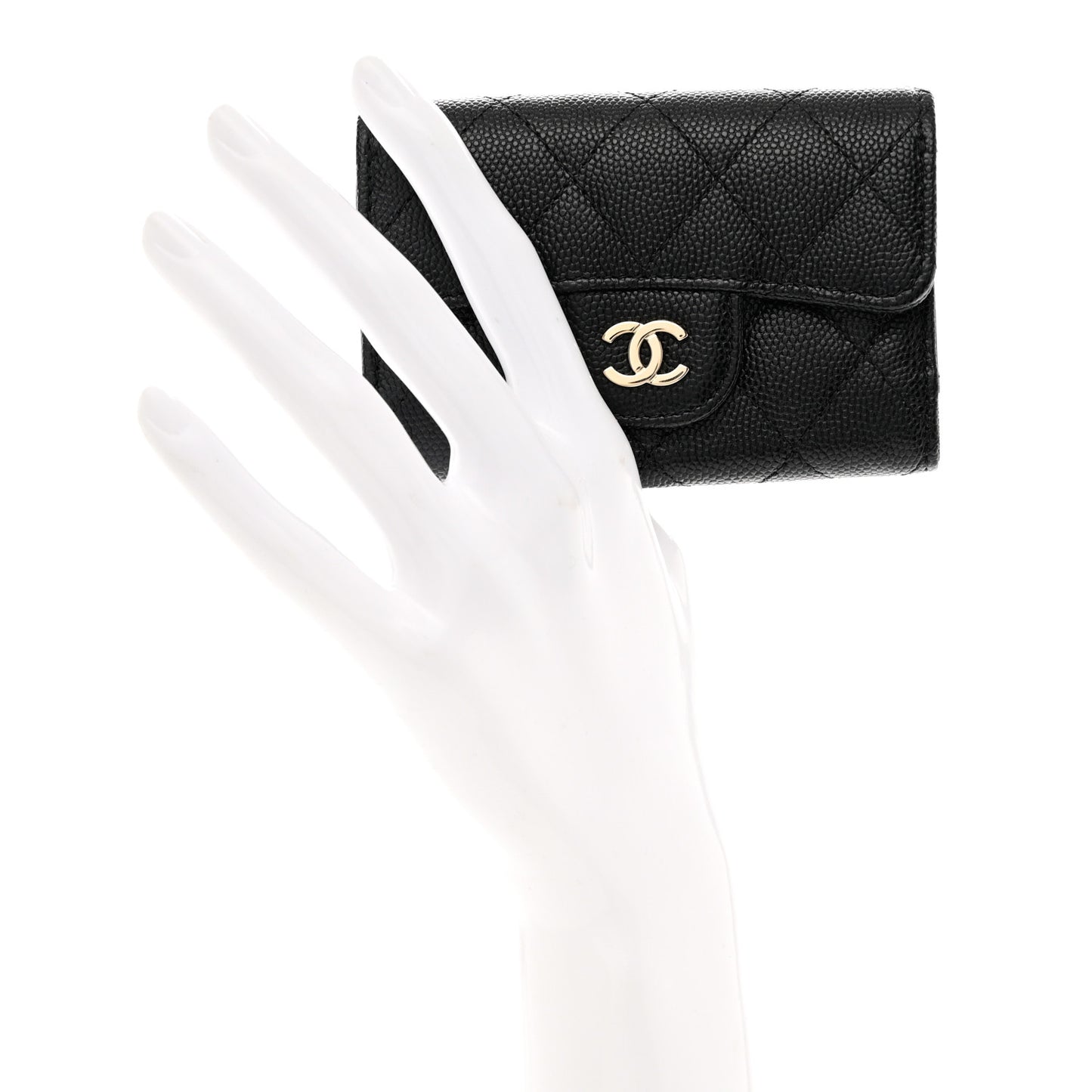 Caviar Quilted Classic 4 Key Holder Wallet Black