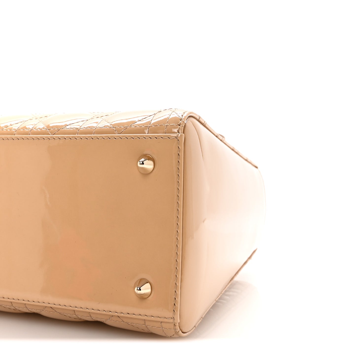 Patent Cannage Medium Lady Dior Beige