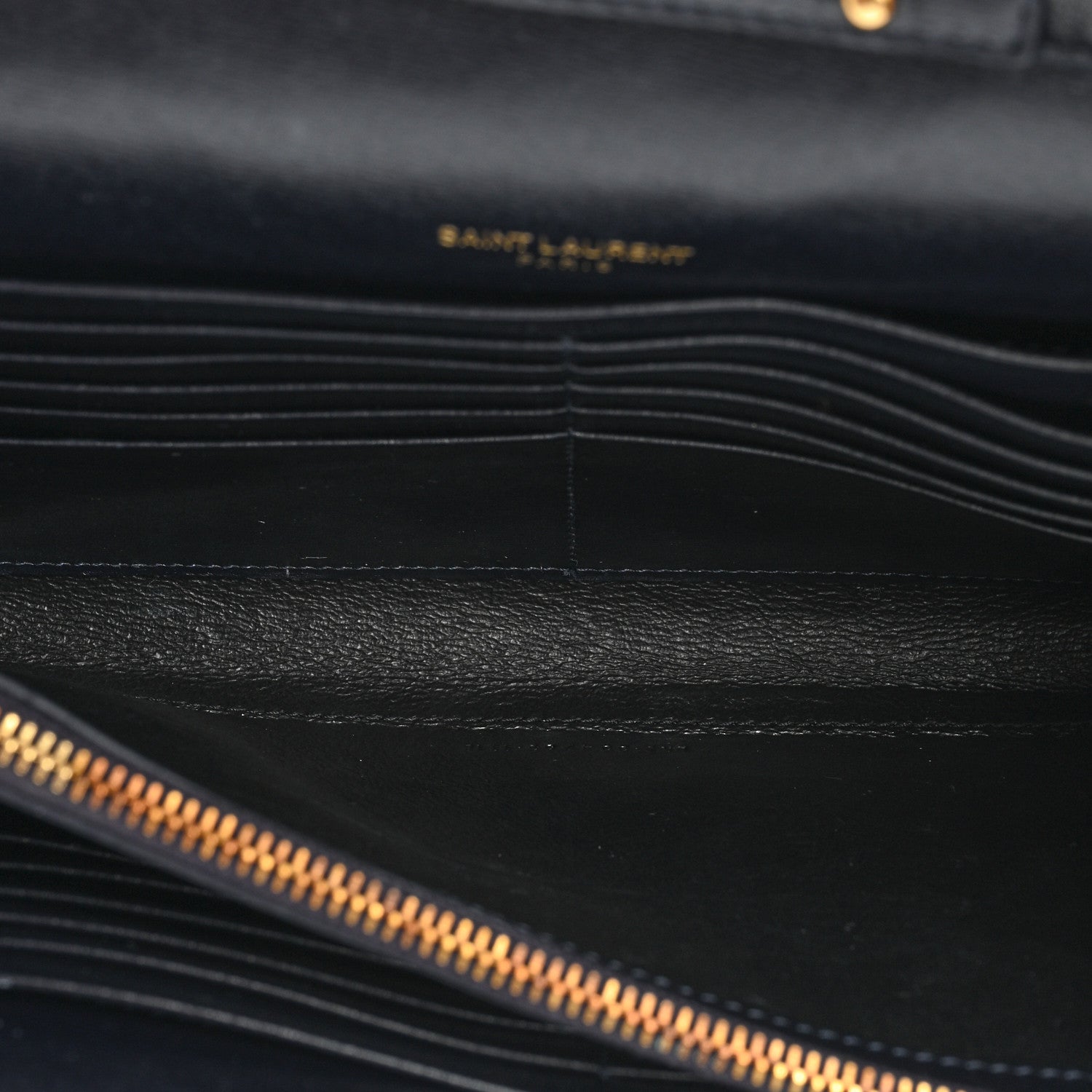 Saint Laurent Smooth Calfskin Monogram Sulpice Chain Wallet Navy 7 of 17