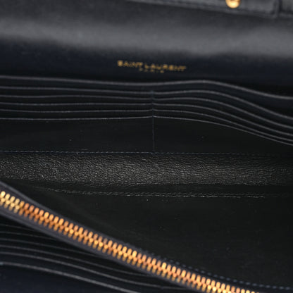 Saint Laurent Smooth Calfskin Monogram Sulpice Chain Wallet Navy 7 of 17