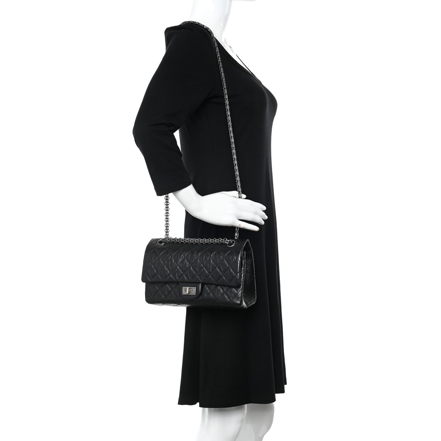 Chanel Aged Calfskin Quilted 2.55 Reissue 225 Flap Black 2 of 11