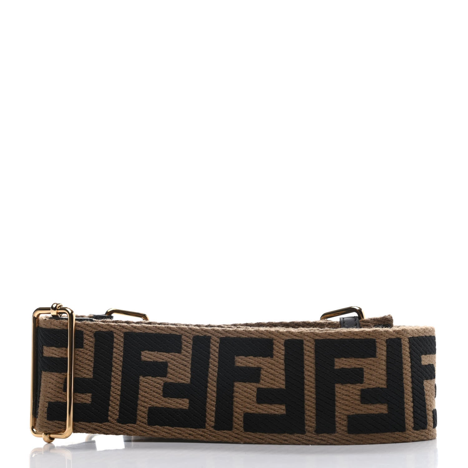 Fendi Ribbon Vitello Seta FF 1974 Adjustable Strap You Fango Marrone Black 2 of 4