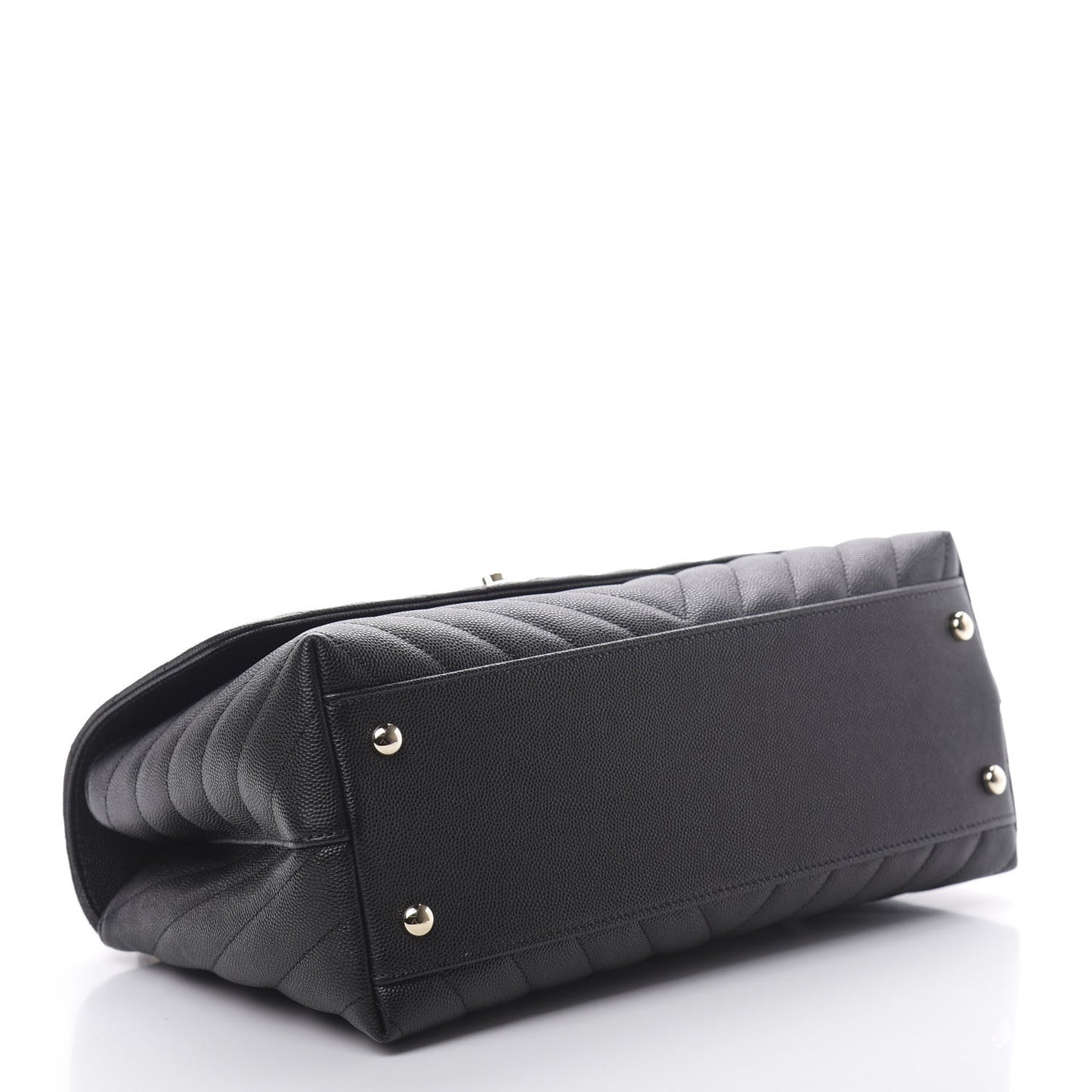 Caviar Lizard Embossed Chevron Quilted Medium Coco Handle Flap Black