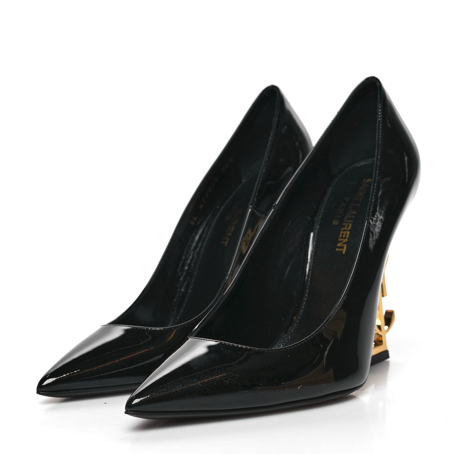 Saint Laurent Patent Opyum 110 Pumps 36.5 Black Gold 3 of 8