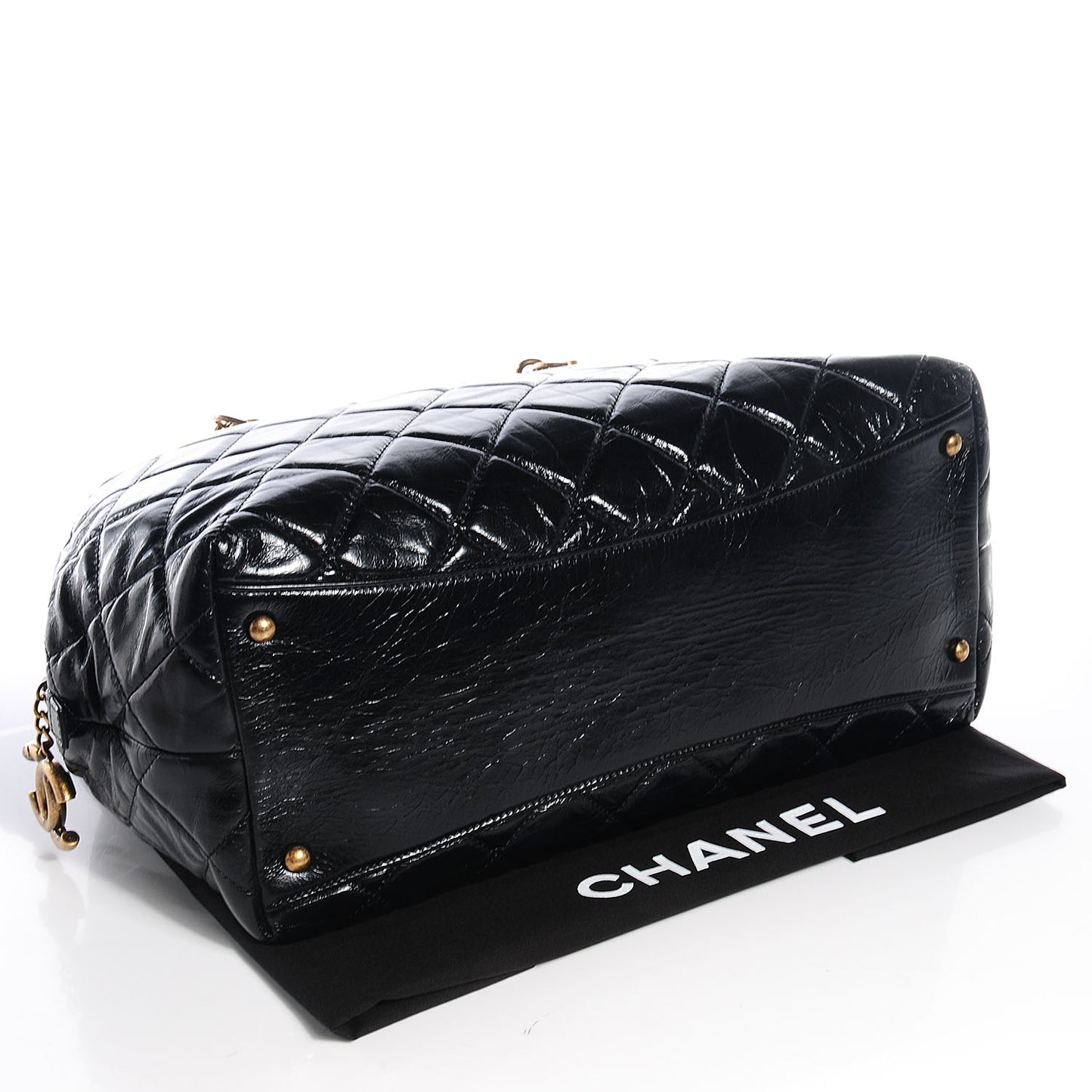 Glazed Calfskin Castle Rock Bowling Bag Black