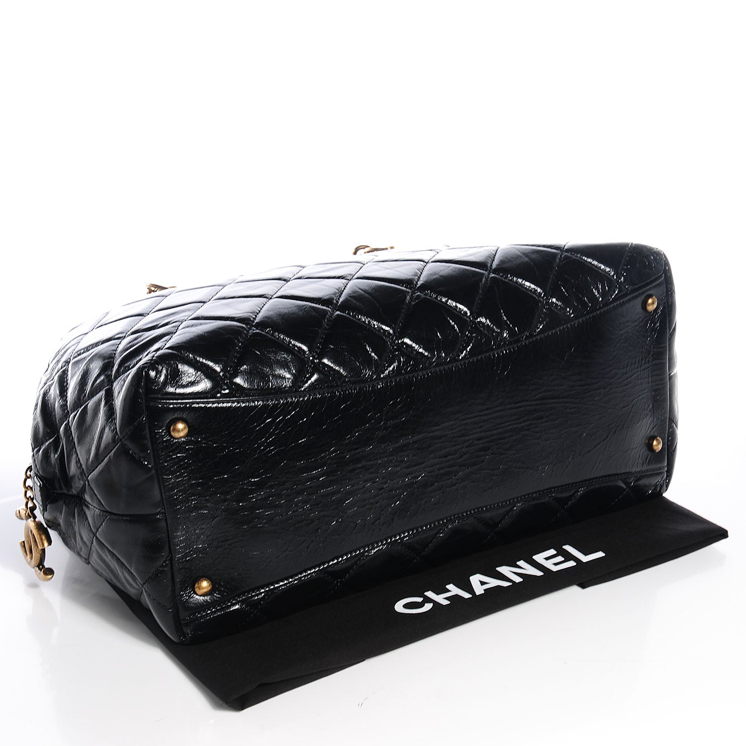 Chanel Glazed Calfskin Castle Rock Bowling Bag Black 3 of 7
