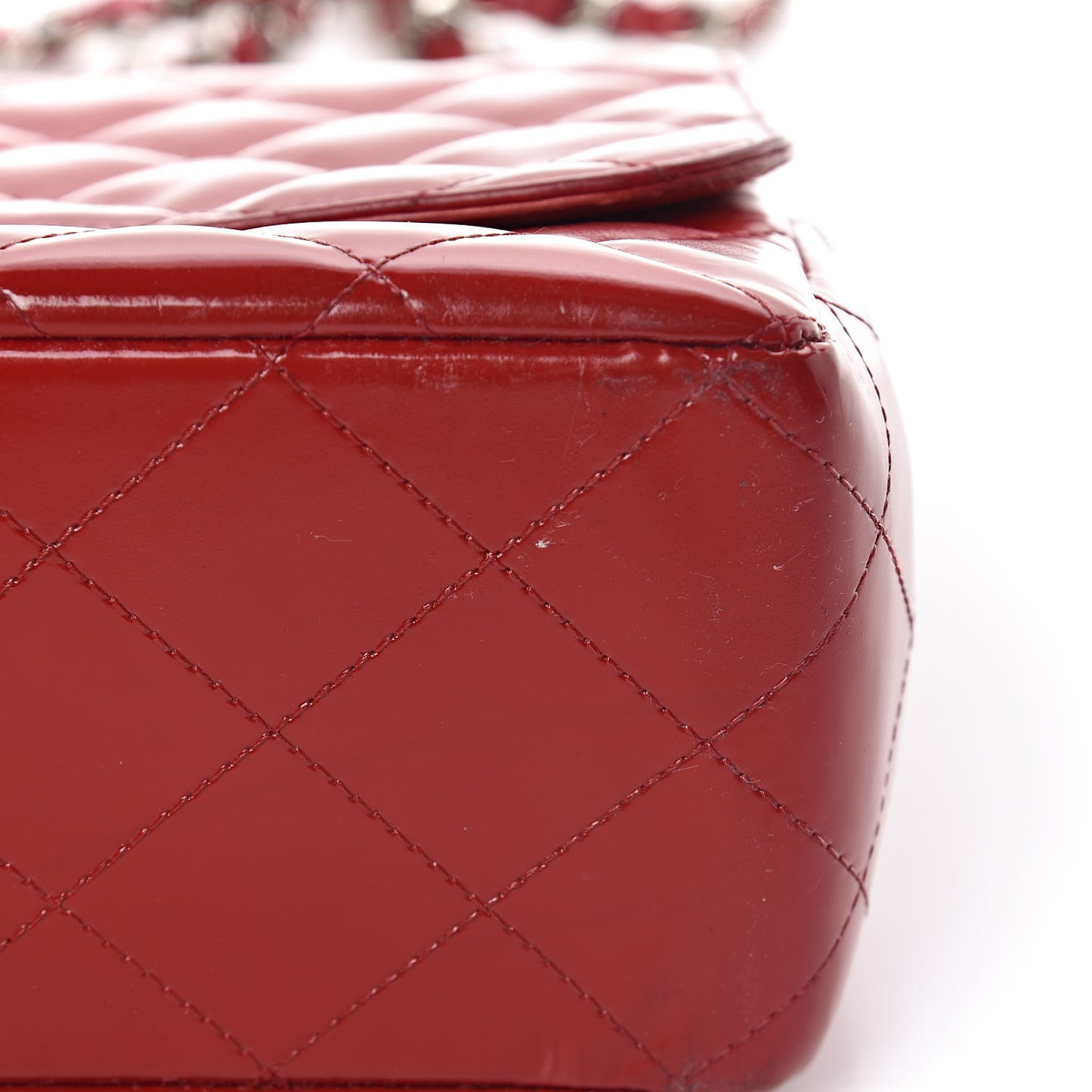 Patent Quilted Jumbo Single Flap Red