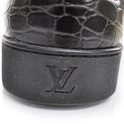 Louis Vuitton Crocodile Satin Monogram Sneakers 8.5 Black 9 of 11