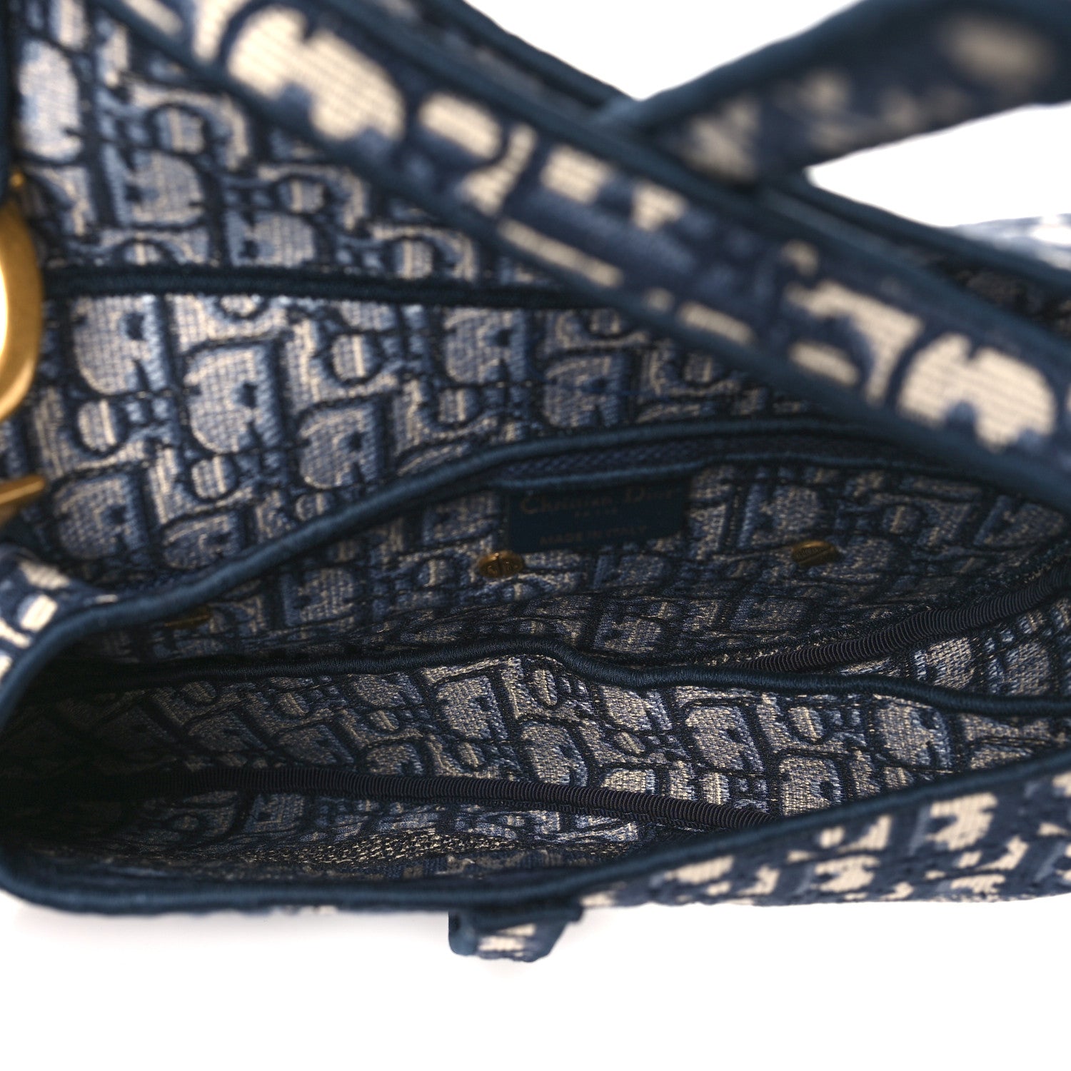 Christian Dior Oblique Embroidered Saddle Bag Blue 5 of 11