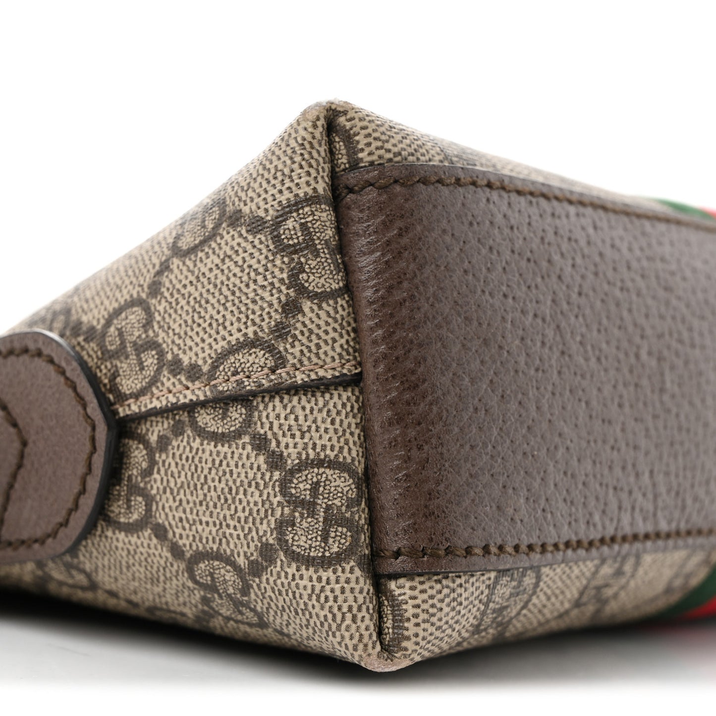 GG Supreme Monogram Textured Dollar Calfskin Web Small Ophidia Dome Shoulder Bag Beige Ebony New Acero