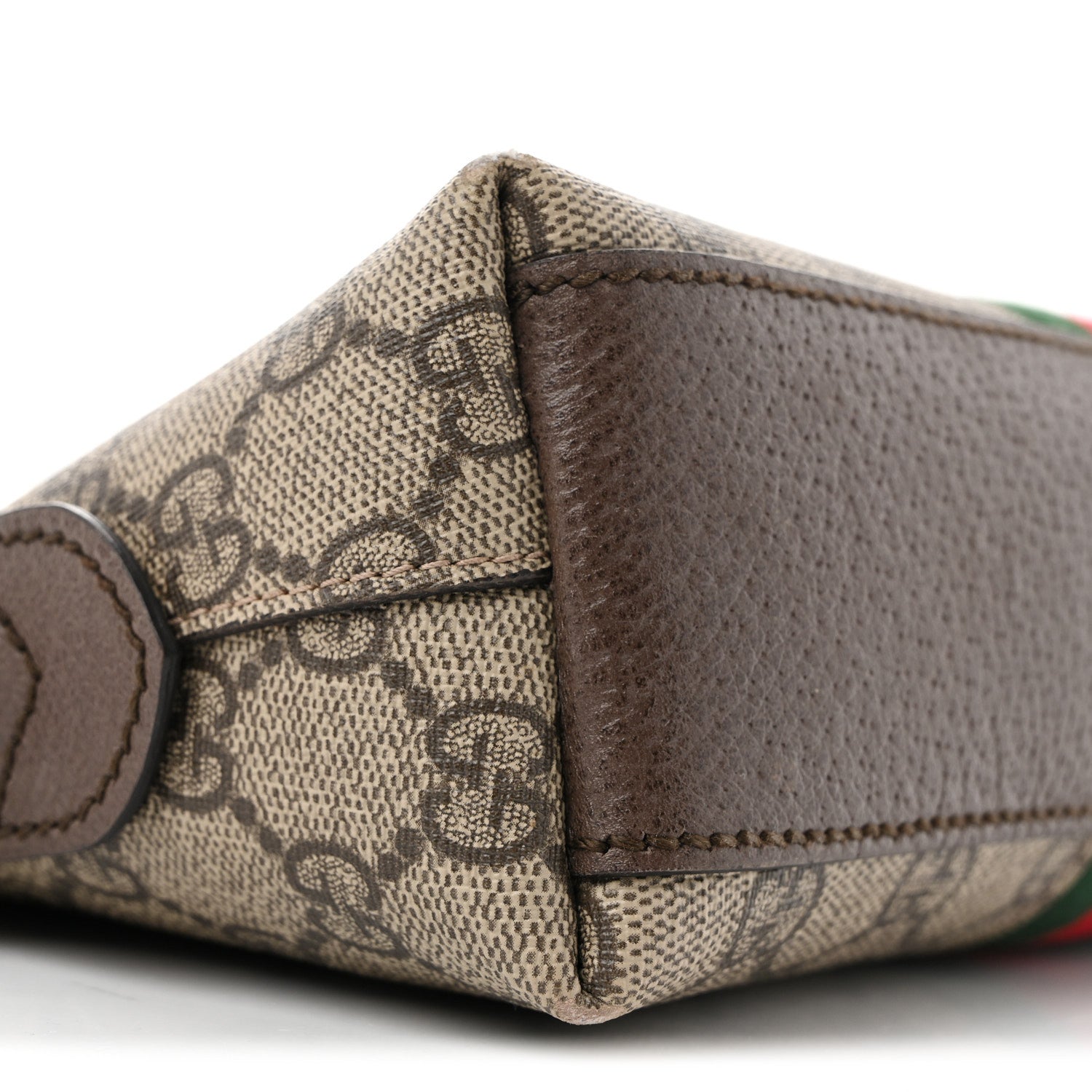 Gucci GG Supreme Monogram Textured Dollar Calfskin Web Small Ophidia Dome Shoulder Bag Beige Ebony New Acero 9 of 13