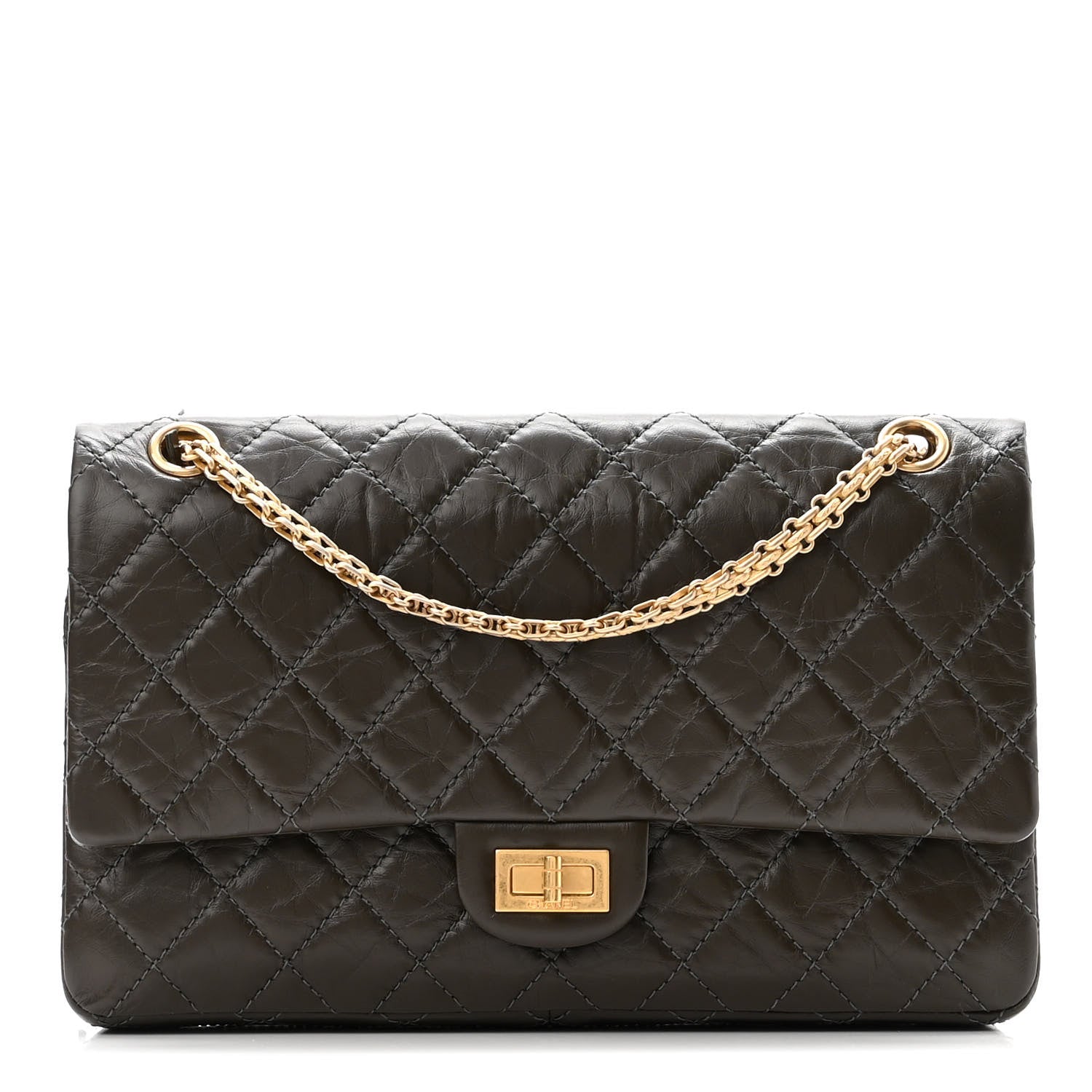 Chanel Aged Calfskin Quilted 2.55 Reissue 226 Flap Dark Khaki 1 of 10