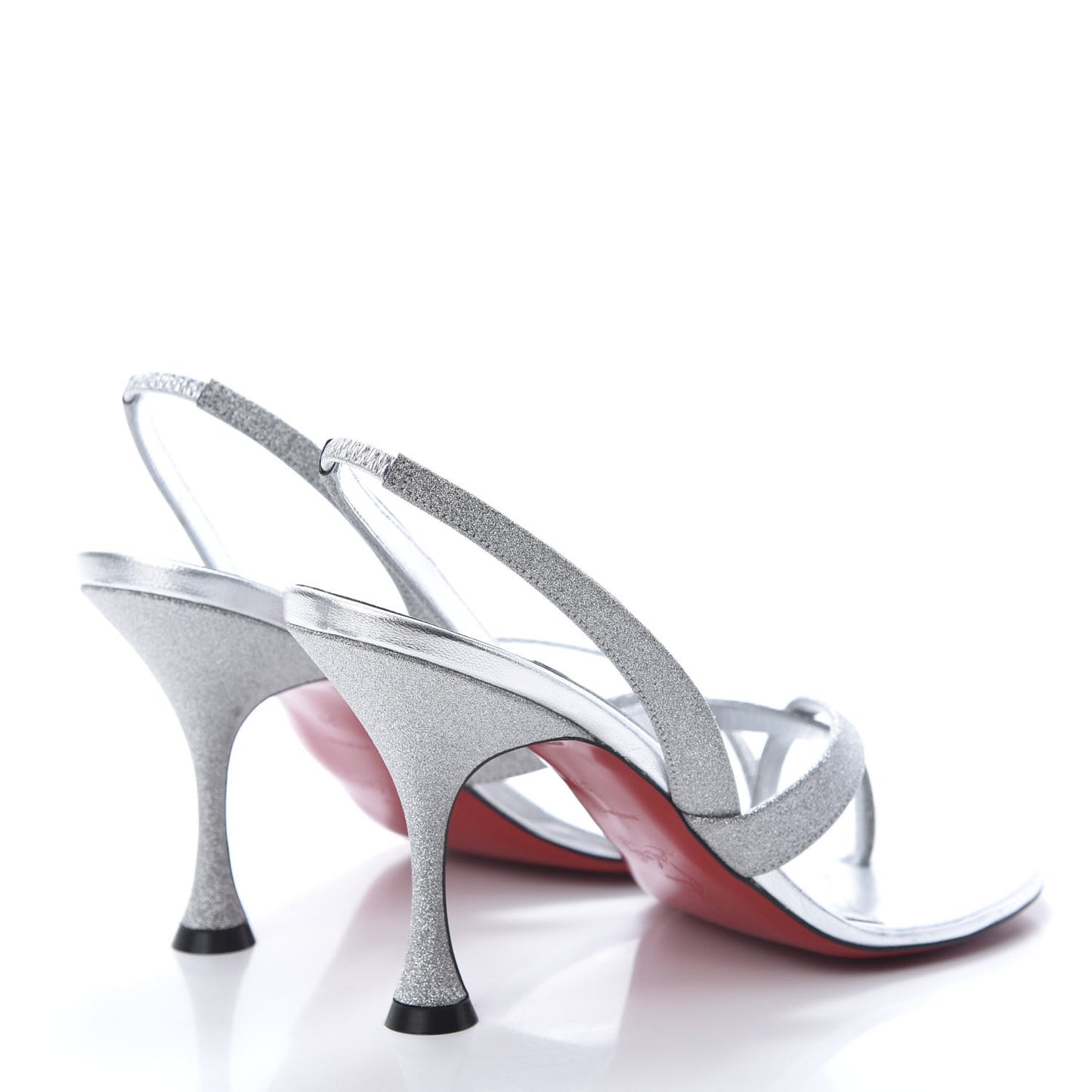 Glitter Calfskin Taralita 85 Thong Sandals 39 Silver