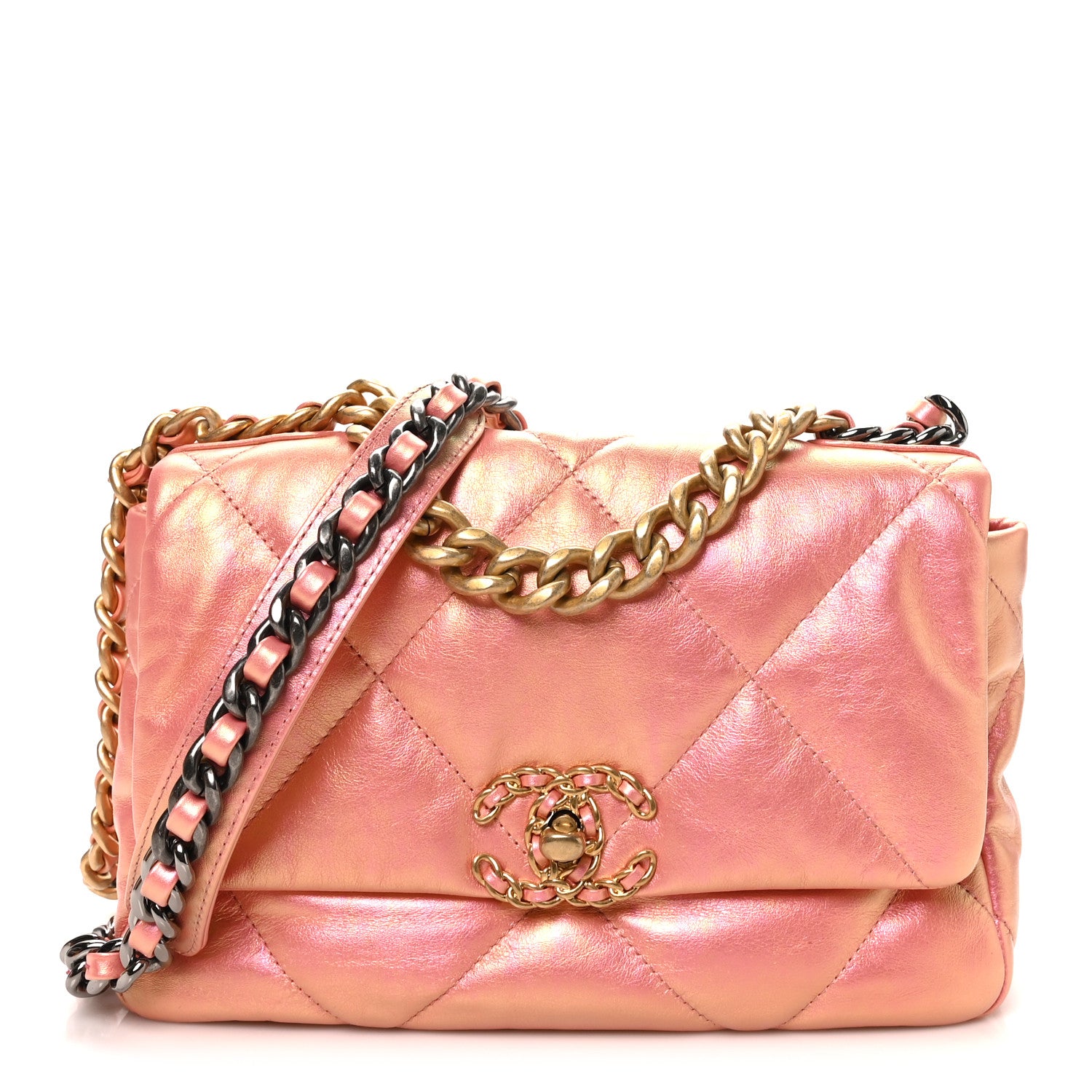 Chanel Iridescent Calfskin Quilted Medium Chanel 19 Flap Pink 1 of 10