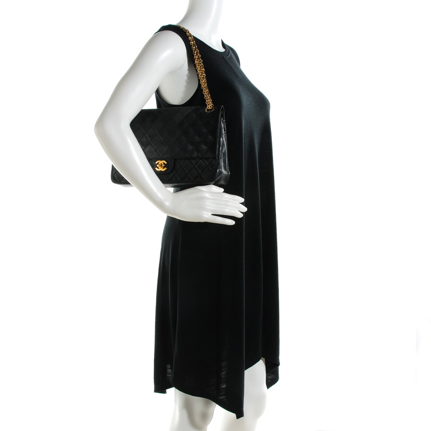 Lambskin Quilted Medium Double Flap Bijoux Chain Black