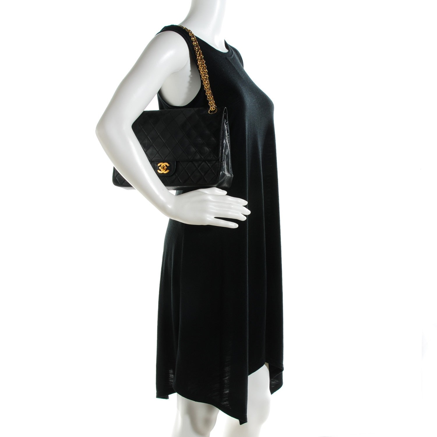 Chanel Lambskin Quilted Medium Double Flap Bijoux Chain Black 2 of 9