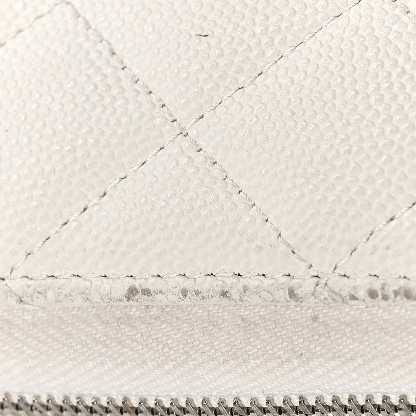 Caviar Quilted Large Gusset Zip Around Wallet White