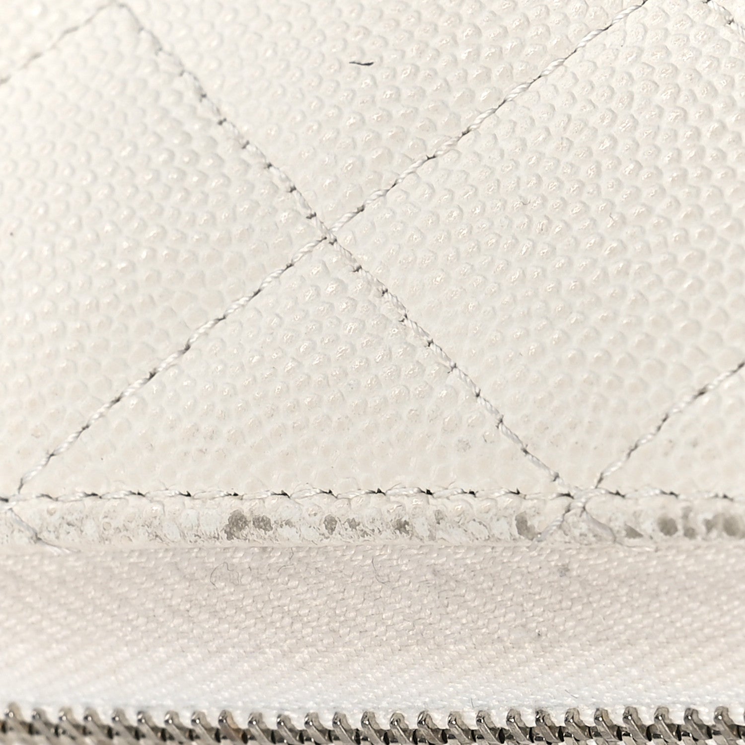 Chanel Caviar Quilted Large Gusset Zip Around Wallet White 14 of 20