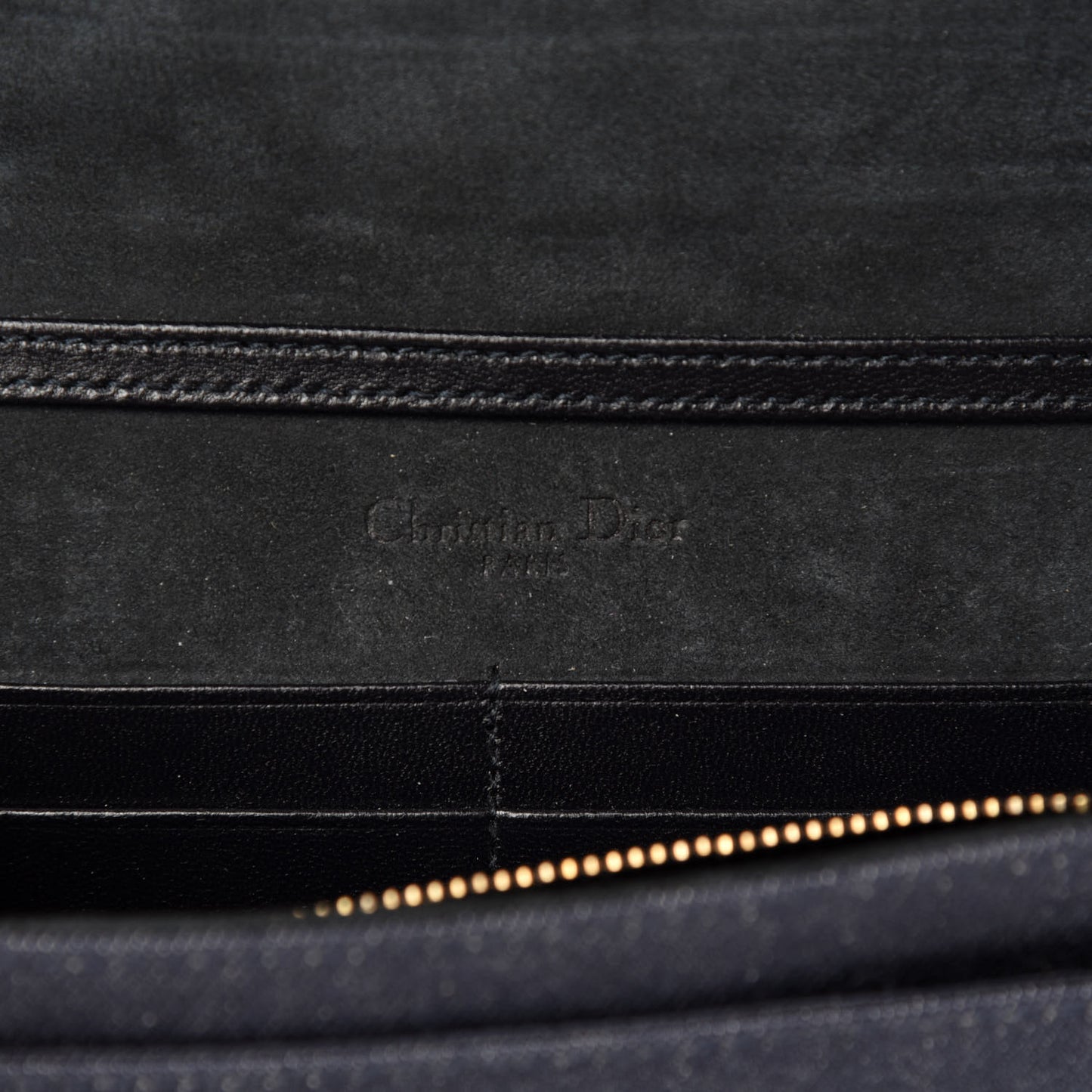 Denim Studded Diorama Wallet on Chain Pouch Blue