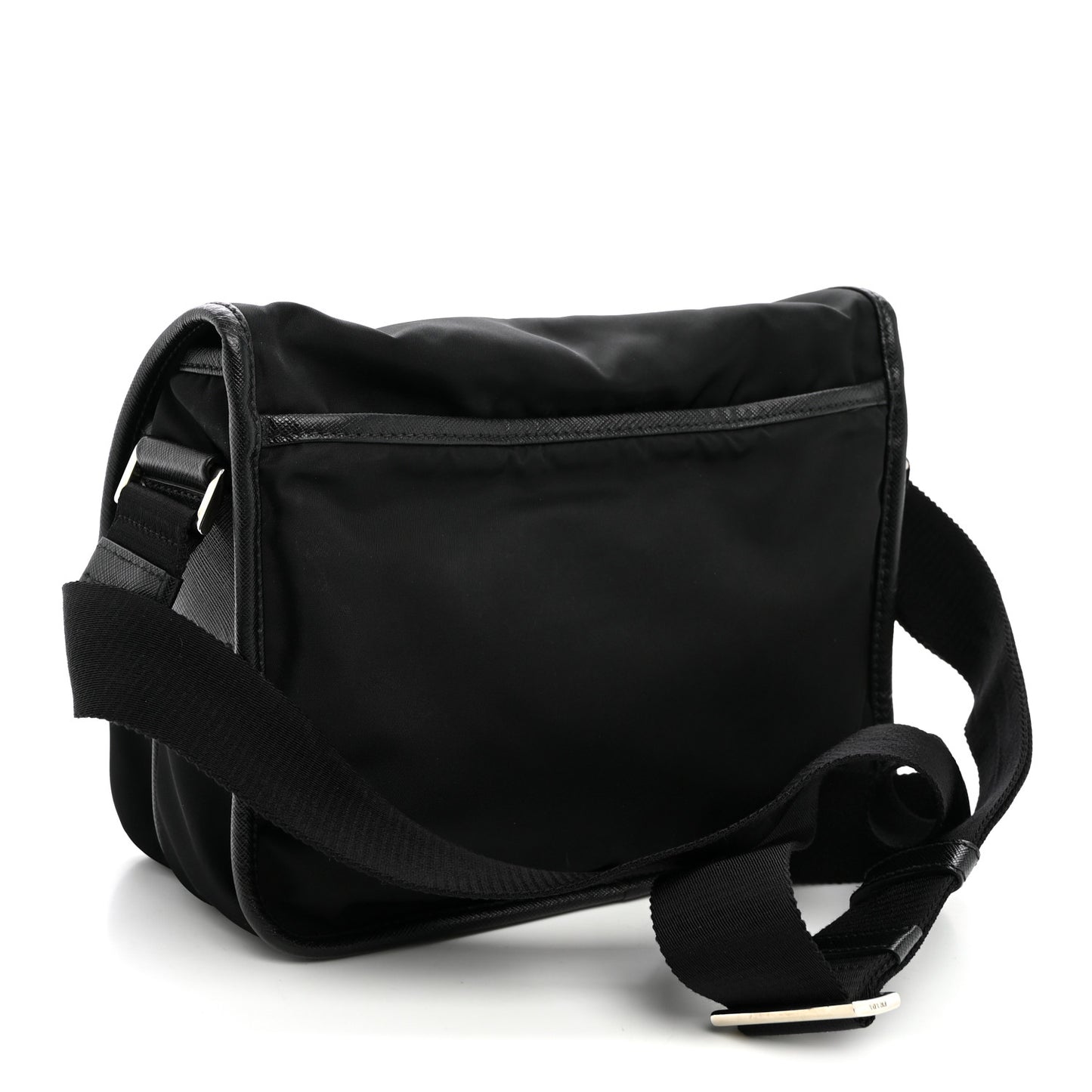 Tessuto Nylon Saffiano Double Snap Buckle Messenger Bag  Black