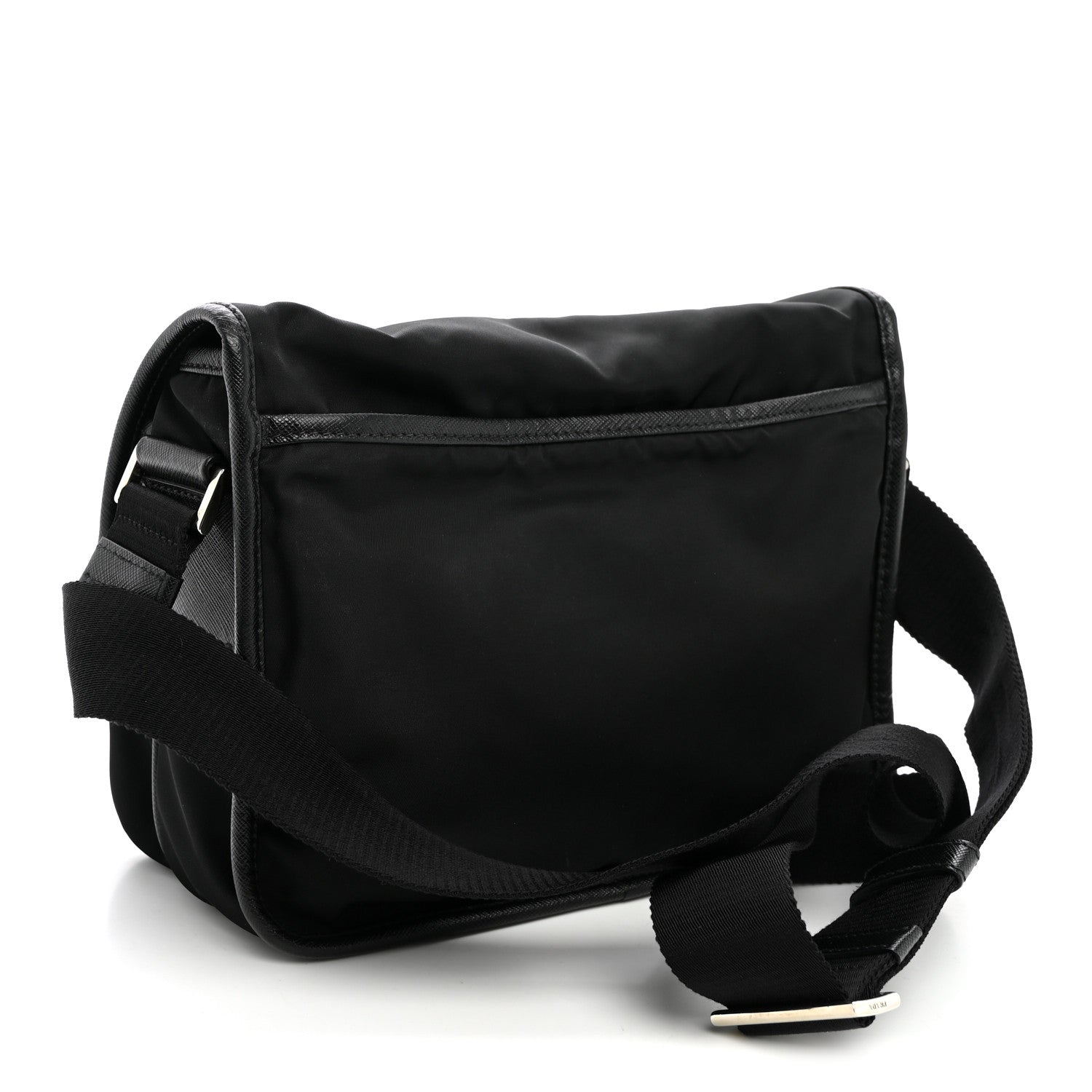 Prada Tessuto Nylon Saffiano Double Snap Buckle Messenger Bag  Black 2 of 9