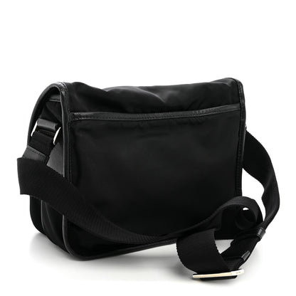 Prada Tessuto Nylon Saffiano Double Snap Buckle Messenger Bag  Black 2 of 9