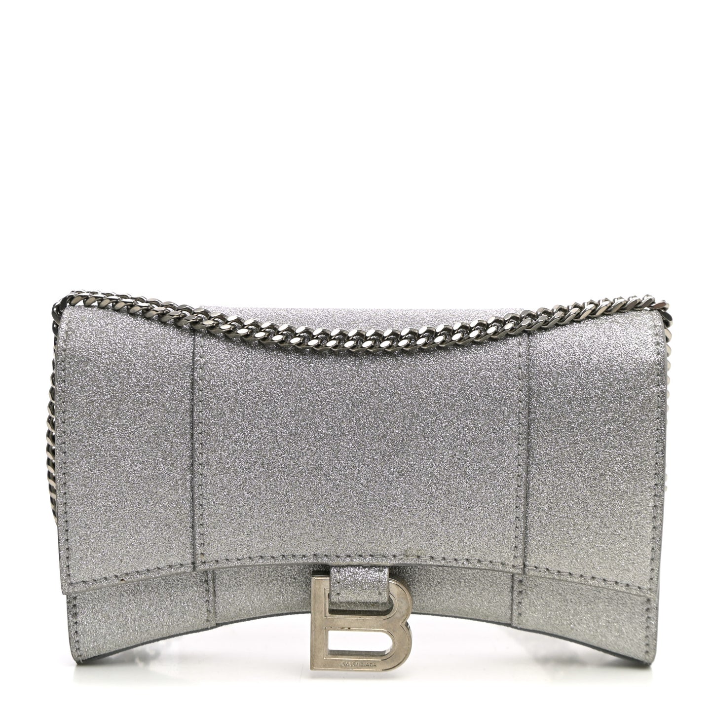 Sparkling Fabric XS Hourglass Wallet On Chain Silver
