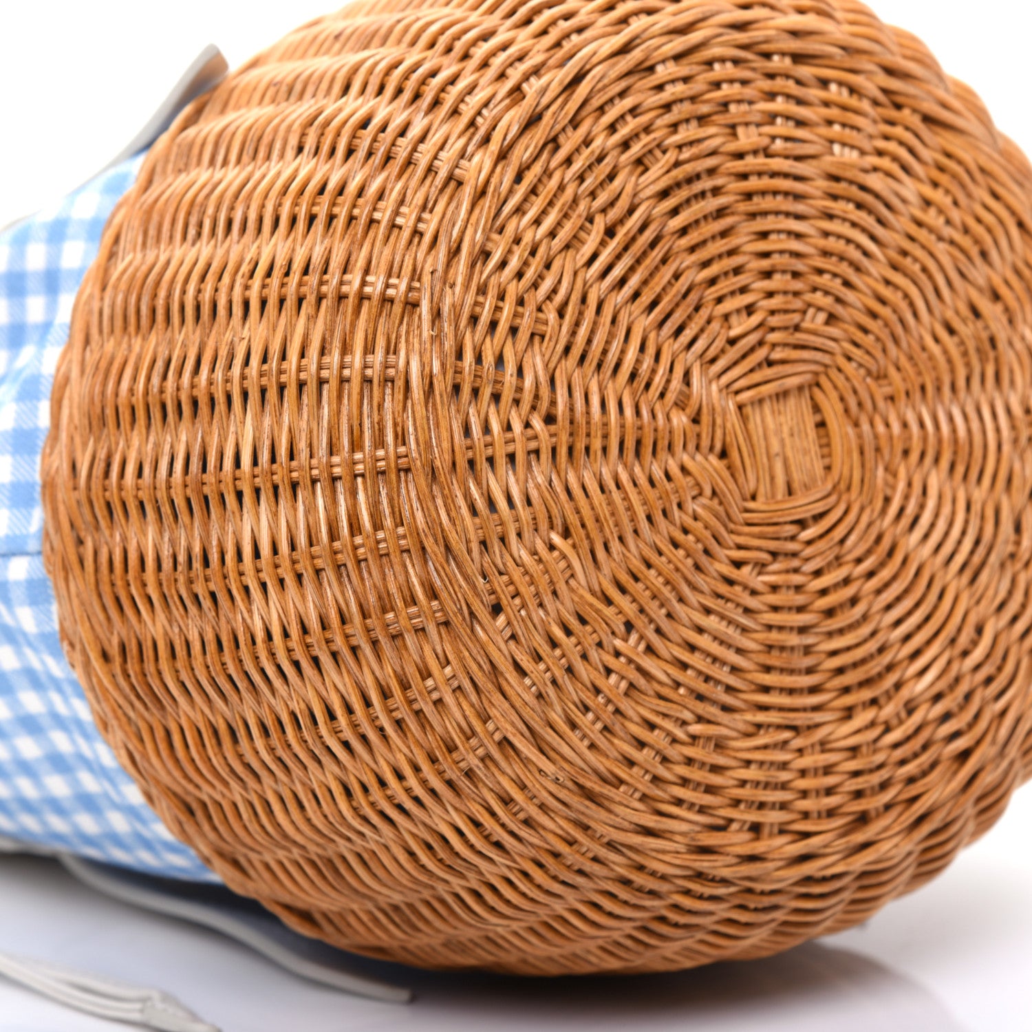 Miu Miu Canapa Vichy Wicker Gingham Basket Bag Celeste Miel 6 of 15