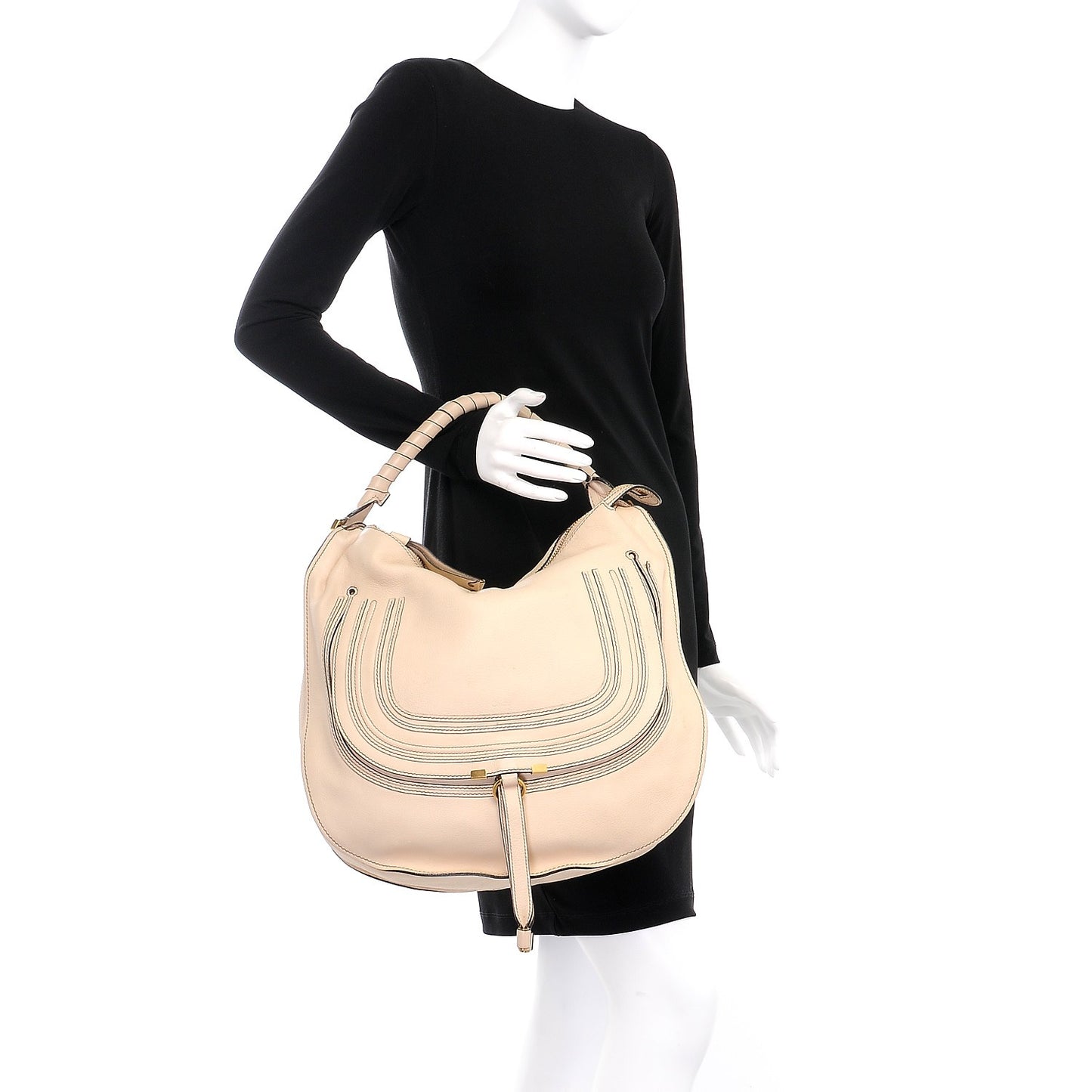 Calfskin Large Marcie Hobo Porcelain