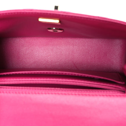 Chanel Lambskin Quilted Mini Crystal Top Handle Rectangular Flap Dark Pink 6 of 11