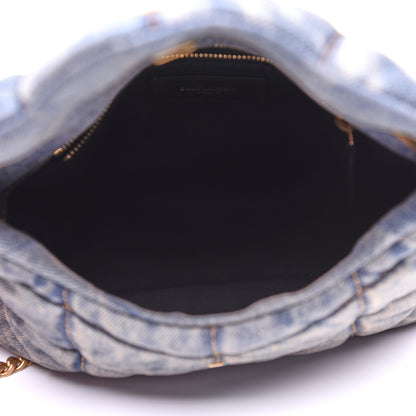 Saint Laurent Denim Quilted Toy Loulou Puffer Monogram Chain Satchel Rodeo Blue 5 of 12