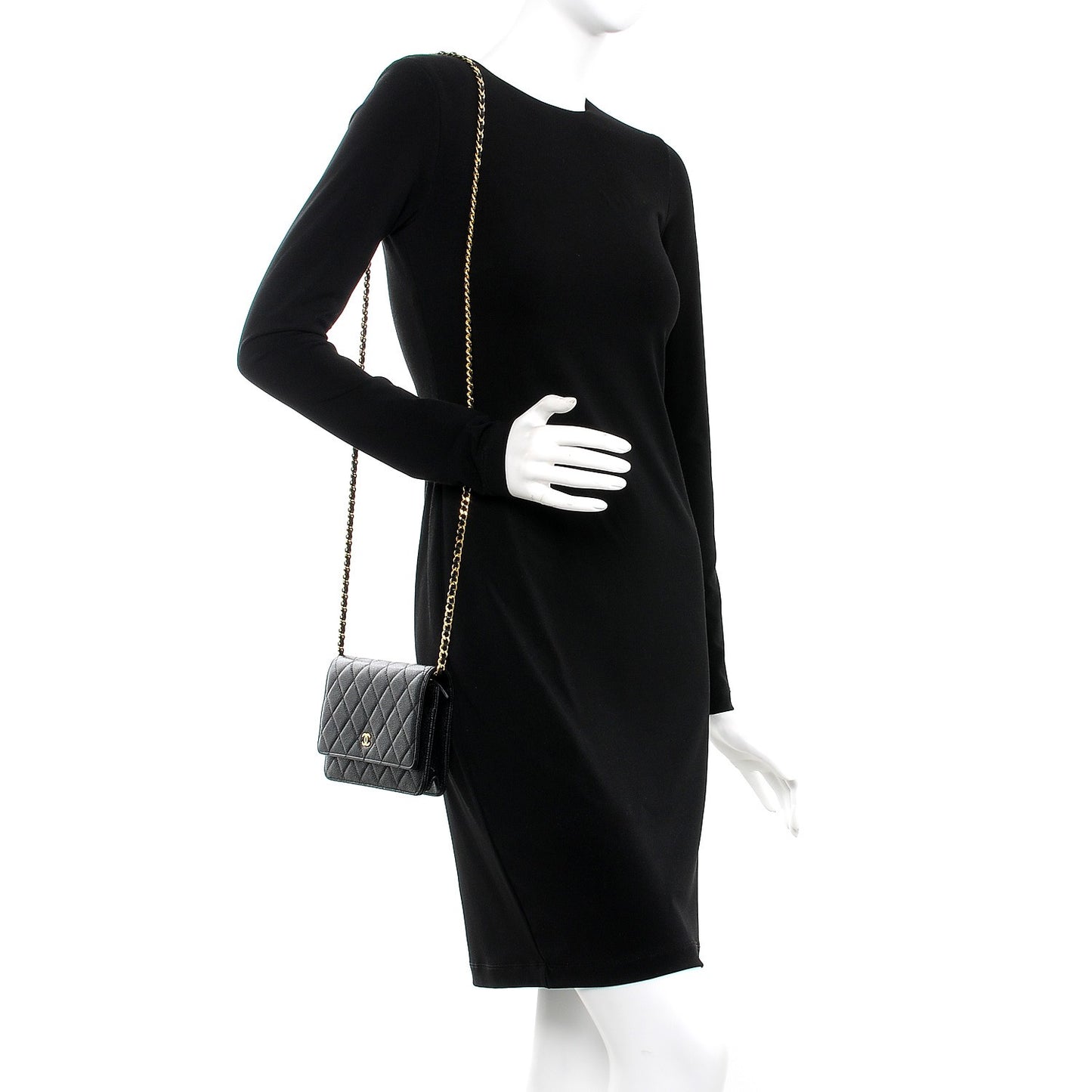 Caviar Quilted Wallet On Chain WOC Black