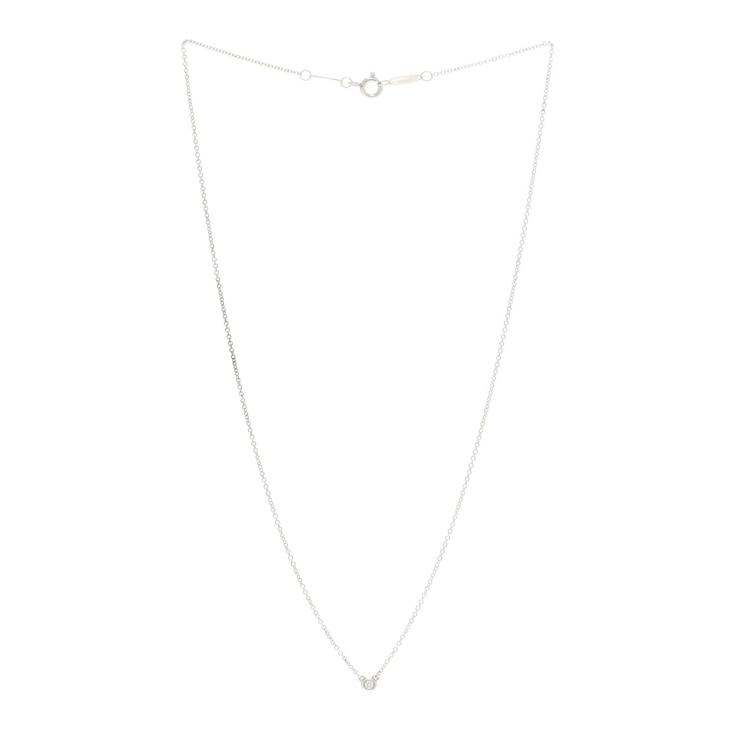 Tiffany Sterling Silver Diamond .03ct Elsa Peretti Diamonds by the Yard Pendant Necklace 3 of 4