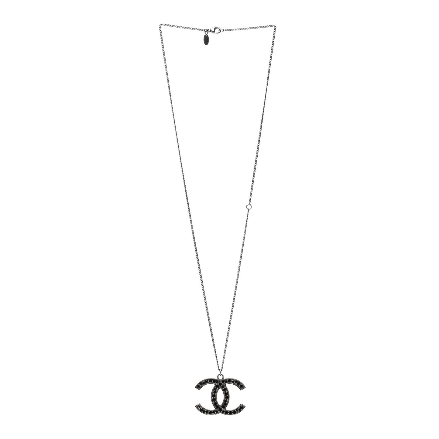 Crystal Large CC Necklace Ruthenium Black