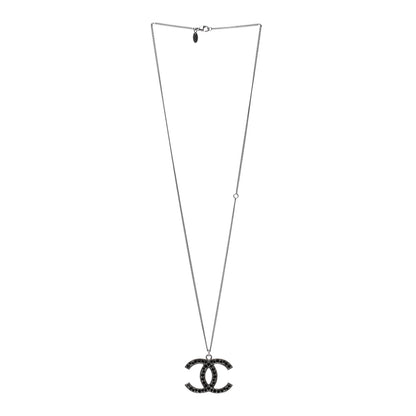Chanel Crystal Large CC Necklace Ruthenium Black 2 of 3