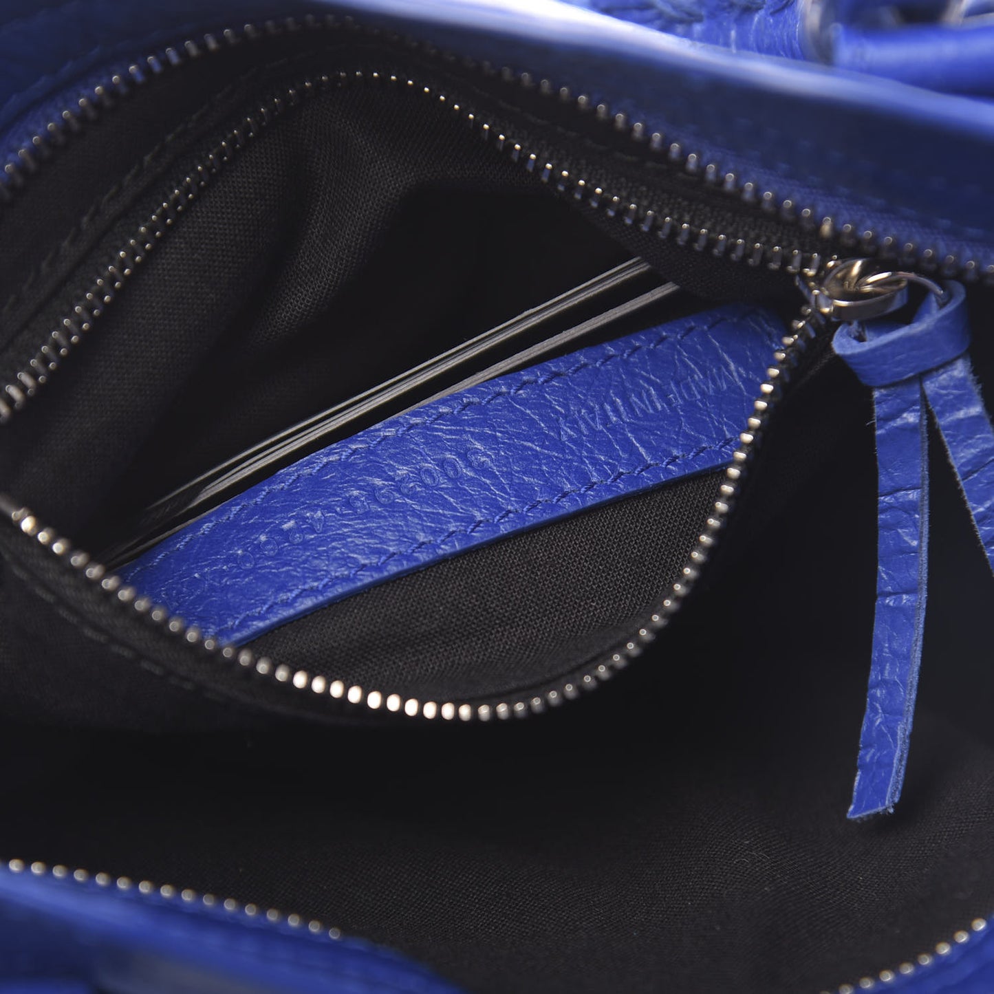 Agneau Classic Silver Hardware Mini City Logo Strap Bleu Electric Black