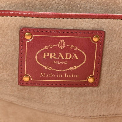 Prada Madras Woven Medium Tote Ribes Mughetto 6 of 10